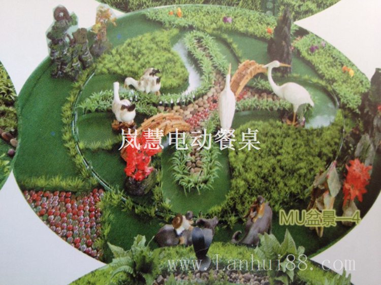 嵐慧電動轉盤餐桌新款造型景觀 電動轉盤餐桌新款自帶噴泉音樂裝置
